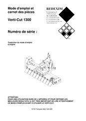 Redexim Verti-Cut 1300 Mode D'emploi