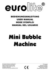 EuroLite Mini machine a Bulles Mode D'emploi