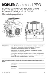 Kohler Command PRO ECH749 Manuel Du Propriétaire