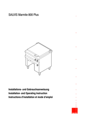 Salvis Marmite 800 Plus Instructions D'installation Et Mode D'emploi