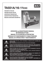 Max TA551A/16-11 Manuel D'utilisation Et D'entretien