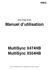 NEC MultiSync X474HB Manuel D'utilisation