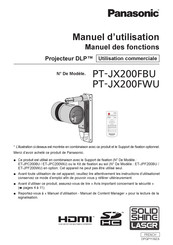 Panasonic PT-JX200FWU Manuel D'utilisation