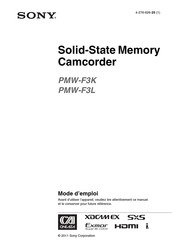 Sony PMW-F3K Mode D'emploi