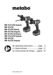 Metabo BS 18 LTX-X3 Quick Mode D'emploi