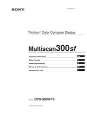 Sony Trinitron Multiscan 300sf Mode D'emploi