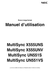 NEC MultiSync X555UNV Manuel D'utilisation