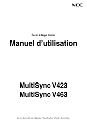 NEC MultiSync V423 Manuel D'utilisation
