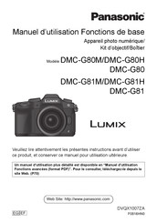 Panasonic Lumix DMC-G81H Manuel D'utilisation Fonctions De Base