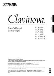 Yamaha Clavinova CLP-635 Mode D'emploi
