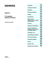 Siemens SIMATIC IPC647C Instructions De Service