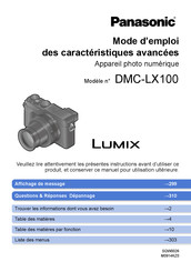 Panasonic Lumix DMC-LX100 Mode D'emploi Des Caractéristiques Avancées