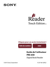 Sony Reader Touch Edition PRS-650 Guide De L'utilisateur
