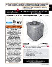 Continental 13 SEER Instructions D'installation Et D'opération