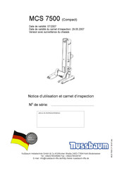 Nussbaum MCS 7500 Notice D'utilisation Et Carnet D'inspection