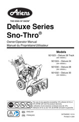 Ariens Sno-Thro Deluxe 30 Manuel Du Propriétaire/Utilisateur