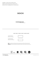 Porcelanosa GAMADECOR Dock Instructions D'assemblage Et D'installation