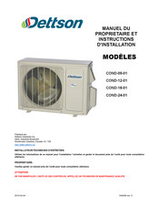 Dettson COND-09-01 Manuel Du Propriétaire Et Instructions D'installation