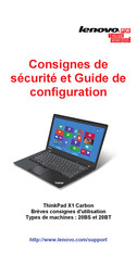 Lenovo ThinkPad X1 Carbon 20BT Consignes De Sécurité Et Guide De Configuration