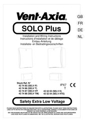 Vent-Axia Solo Plus SELV T Instructions D'installation Et De Câblage
