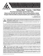 Amtrol Value-Well Serie D'installation, D'opération Et De Maintenance Instructions
