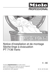 Miele Professional PT 7136 Vario Notice D'installation Et De Montage