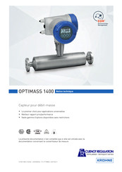 Krohne OPTIMASS 1400 Notice Technique