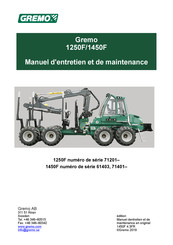 GREMO 1250F Manuel D'entretien Et De Maintenance