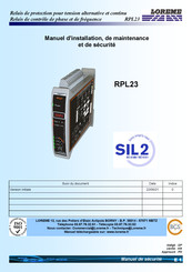 Loreme RPL23 Manuel D'installation, De Maintenance Et De Securite