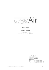 mecoTec CryoAir C 600 Mode D'emploi