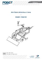 POGET RDM100 Notice D'utilisation Et D'entretien