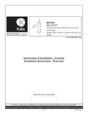 Kalia BF 1055 Bellino Instructions D'installation - Garantie