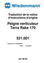 Wiedenmann Terra Rake 170 Traduction De La Notice D'instructions D'origine