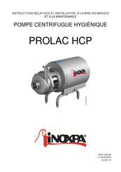 iNOXPA PROLAC HCP 40-205 Instructions Relatives À L'installation, À La Mise En Service Et À La Maintenance