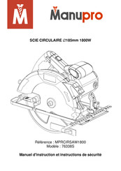 Manupro 76338S Manuel D'instruction Et Instructions De Sécurité