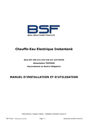 BAIN SANITAIRE FRANCE XFJ 321 FDCHE Serie Manuel D'installation Et D'utilisation