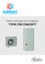 Airmat Galice CRI 110-100 Notice Technique Et D'installation