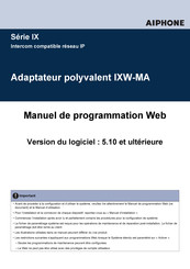 Aiphone IXW-MA Manuel De Programmation