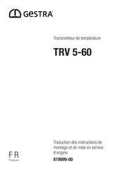 GESTRA TRV 5-60 Traduction Des Instructions De Montage Et De Mise En Service D'origine