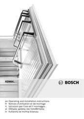Bosch KDN64VW20N Notice D'utilisation Et De Montage
