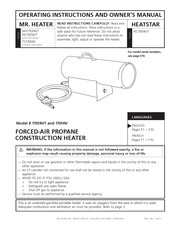 Mr. Heater HEATSTAR 170FAVT Guide D'utilisation Et Instructions De Fonctionnement