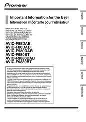 Pioneer AVIC-F980BT Information Importante Pour L'utilisateur
