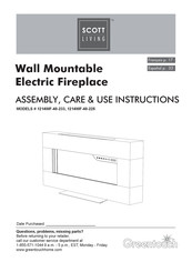 Scott Living 1214WF-40-225 Instructions D'utilisation, D'assemblage Et De Maintenance