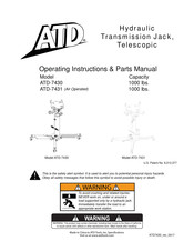 ATD Tools ATD-7431 Manuel Des Consignes D'utilisation Et Des Pièces