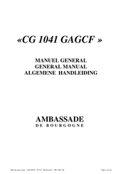 Ambassade de Bourgogne CG 1041 GAGCF Manuel General