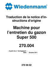 Wiedenmann Super 500 Traduction De La Notice D'instructions D'origine