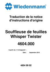 Wiedenmann 4604.000 Traduction De La Notice D'instructions D'origine