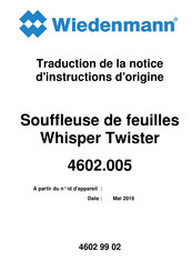 Wiedenmann WHISPER TWISTER Traduction De La Notice D'instructions D'origine