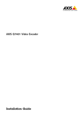 Axis Q7401 Mode D'emploi