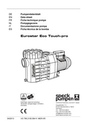 Speck pumpen Eurostar Eco Touch-pro Fiche Technique